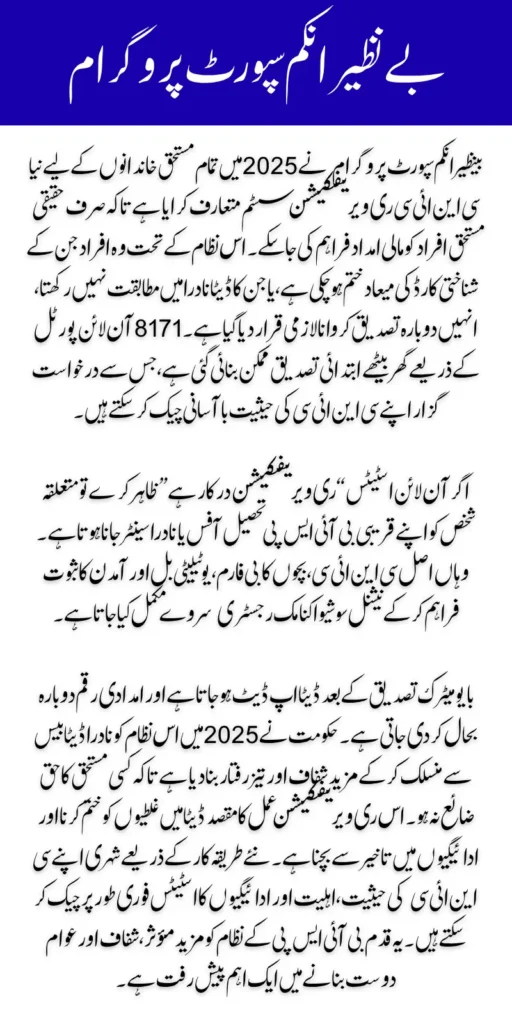 BISP CNIC Reverification 8171 Step-by-Step (Online Example)