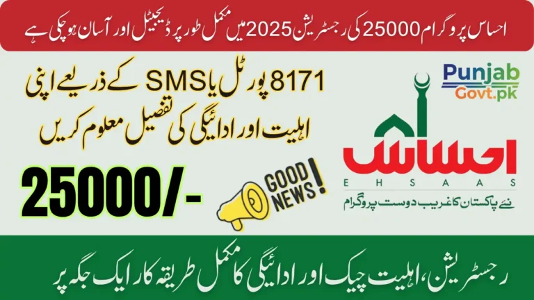 Ehsaas Program 25000 Registration 2025 Registration Requirements & Payment Collection Process