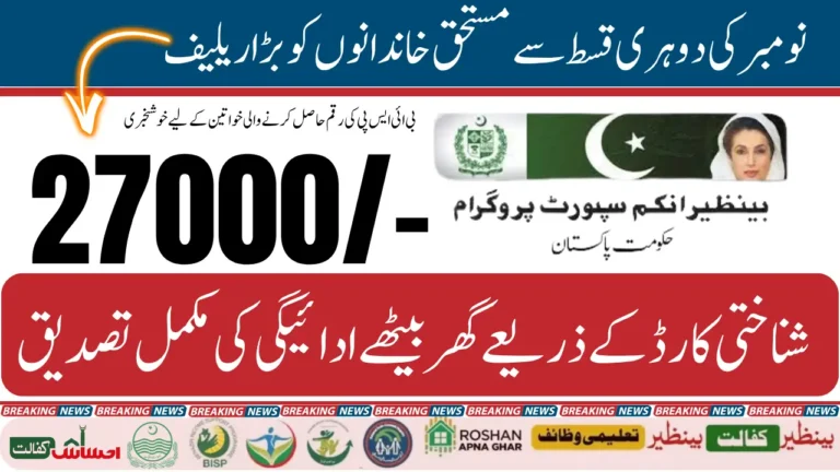 BISP 8171 November Double Payment 27000 Check Status Through CNIC