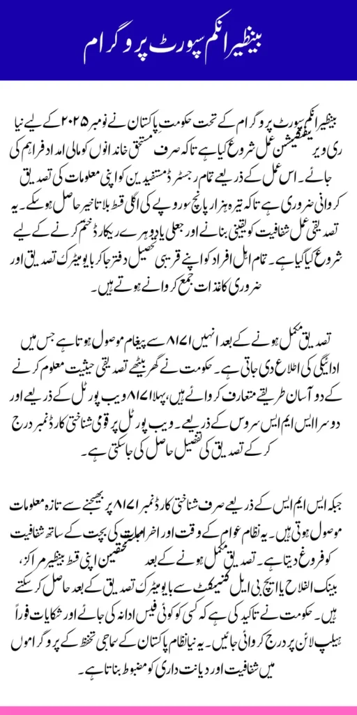 BISP Payment Re-Verification Process Check Online Through 2 Easy Methods