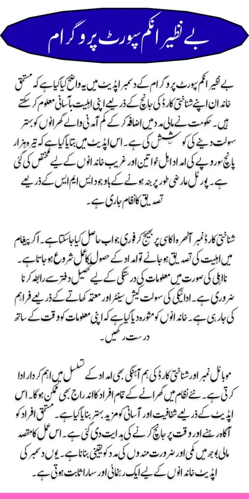 BISP Eligibility December Update Step-by-Step CNIC Verification