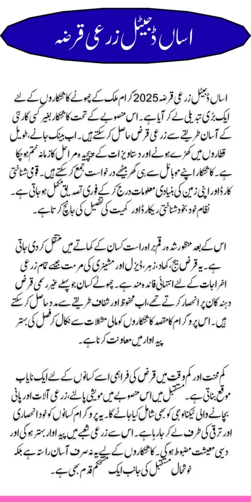 Zarkhez-e Asaan Digital Zarai Qarza Online Apply Process