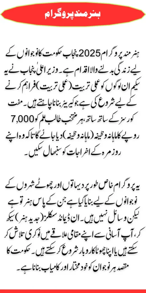 How to Check Hunarmand Program 2025 Punjab Update